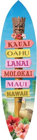 JennyGems Hawaii Surfboard Sign – PVC Directional Island Wall Art - Beach House Decoration - Outdoor Tropical Decor (2 Foot) in Saudi Arabia