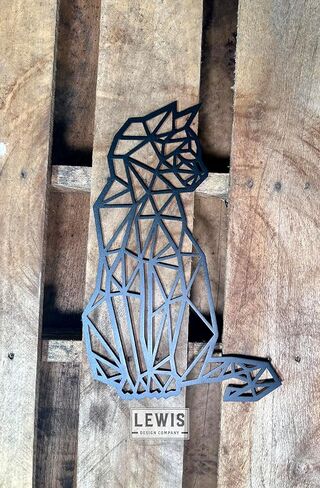 لوحة فنية جدارية معدنية على شكل قطة هندسية (18 بوصة ارتفاع × 11.5 بوصة عرض، أسود) in Kuwait