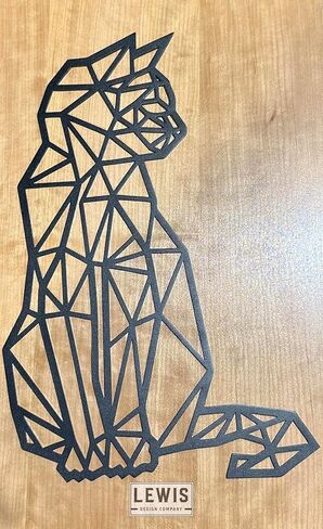 لوحة فنية جدارية معدنية على شكل قطة هندسية (18 بوصة ارتفاع × 11.5 بوصة عرض، أسود) in Kuwait