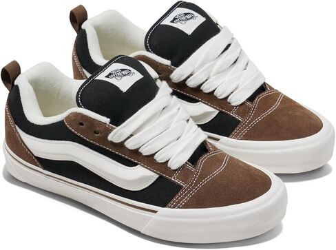 Vans Unisex Knu Skool Shoe - '90s Retro Puffy Fashion Sneakers for Men & Women, Nineties Black/Brown, 8.5 in Saudi Arabia