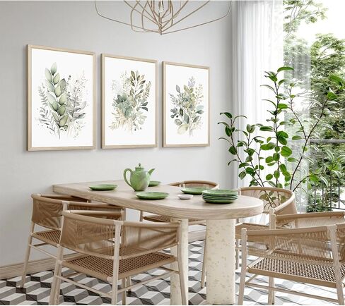 Watercolor Botanical Wall Art Set of 3 Boho Floral Canvas Wall Decor Prints Sage Green Wildflower Wall Art Modern Flower Pictures Botanical Painting for Bedroom Bathroom 12x16 Inch Wood Framed in Saudi Arabia