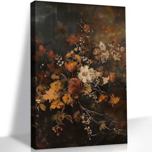 LSXARTQQ Vintage Floral Canvas Wall Art Bathroom Dark Academia Flower Picture Print Farmhouse Retro Moody Botanical Wildflower Painting Bedroom Kitchen Office Antique Wall Decor(12x16inch) in Saudi Arabia