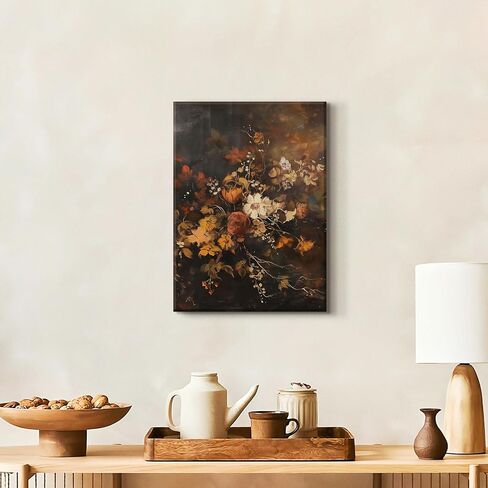 LSXARTQQ Vintage Floral Canvas Wall Art Bathroom Dark Academia Flower Picture Print Farmhouse Retro Moody Botanical Wildflower Painting Bedroom Kitchen Office Antique Wall Decor(12x16inch) in Saudi Arabia