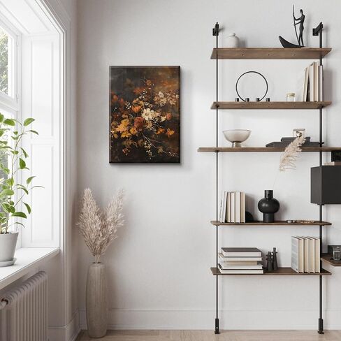 LSXARTQQ Vintage Floral Canvas Wall Art Bathroom Dark Academia Flower Picture Print Farmhouse Retro Moody Botanical Wildflower Painting Bedroom Kitchen Office Antique Wall Decor(12x16inch) in Saudi Arabia