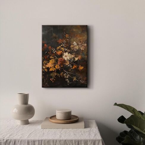 LSXARTQQ Vintage Floral Canvas Wall Art Bathroom Dark Academia Flower Picture Print Farmhouse Retro Moody Botanical Wildflower Painting Bedroom Kitchen Office Antique Wall Decor(12x16inch) in Saudi Arabia