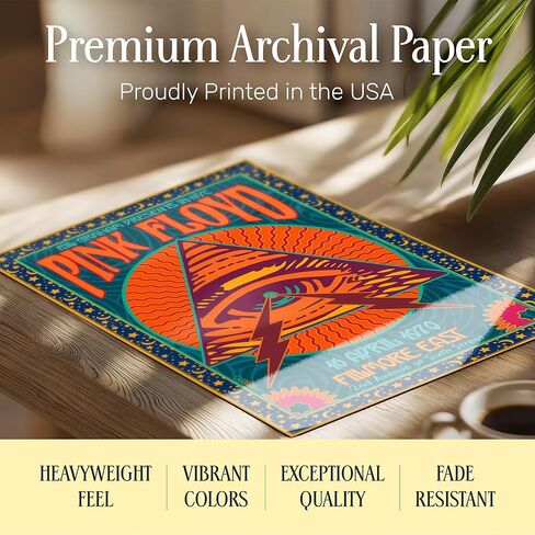 Vintage Concert Poster 11x14 - Psychedelic Rock Music Wall Art - Retro 70s Home Decor - Classic Rock Band Wall Art - Music Room Decoration - UNFRAMED in Kuwait