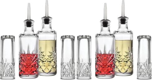 Godinger Oil and Vinegar Dispenser Cruet Set and Salt and Pepper Shakers Set, Condiment Pourer Bottle and Salt and Pepper Shaker - Dublin Crystal Collection… in Saudi Arabia