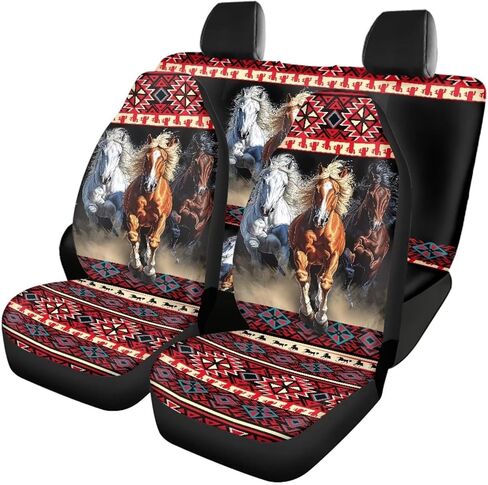 SEANATIVE Retro American Flag Car Seat Covers Seat Protectors Full Set of 4 Dust-Proof Stretchy Cars Interior Accessories Fits Most Cars Trucks SUV Vans in Saudi Arabia