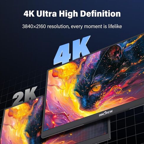 InnoView Portable Monitor, 18'' 2K QHD 100% DCI-P3 Large Portable Monitor for Laptop 2560x1600 500 Nits IPS Eye Care HDR FreeSync Frameless Laptop Screen Extender for Mac Switch Xbox PS4/5 in Kuwait