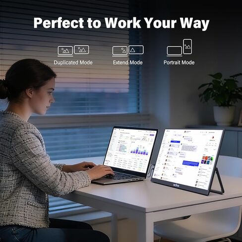 InnoView Portable Monitor, 18'' 2K QHD 100% DCI-P3 Large Portable Monitor for Laptop 2560x1600 500 Nits IPS Eye Care HDR FreeSync Frameless Laptop Screen Extender for Mac Switch Xbox PS4/5 in Kuwait