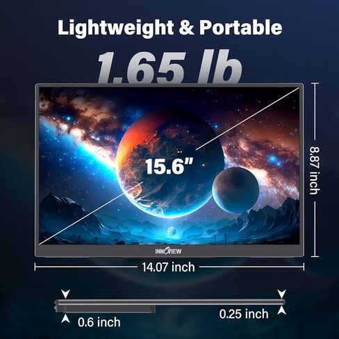 InnoView Portable Monitor, 18'' 2K QHD 100% DCI-P3 Large Portable Monitor for Laptop 2560x1600 500 Nits IPS Eye Care HDR FreeSync Frameless Laptop Screen Extender for Mac Switch Xbox PS4/5 in Kuwait