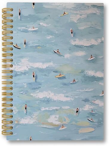 laveliabel Pink Coastal Seashell Spiral Notebook, Preppy Aesthetic Journaling Notebooks, Summer Beach Journals, Blue Striped Beachy College Ruled Spiral Notebook for School Office Supplies, 5.5x8.3in in Saudi Arabia