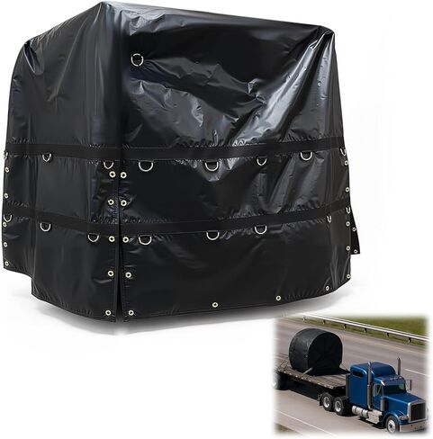 Heavy Duty Coil Tarp 6' x 6' x 6' Trailer Tarp Dump Truck Bed Covers Black 18oz Vinyl Bag Durable Protection for Steel Coils Flatbed Truck Cargo in Kuwait