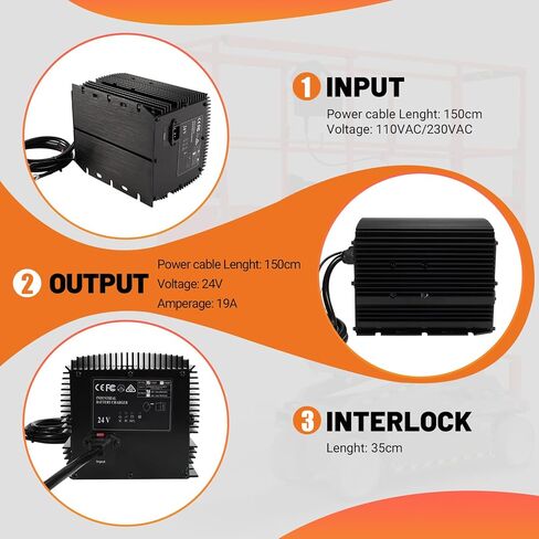 for Genie/Skyjack/JLG Scissor Lift Battery Charger 24 Volt 19 Amp 24V (HB600-24B, 161827, 105739, 105739GT, 96211, 128537) in Kuwait