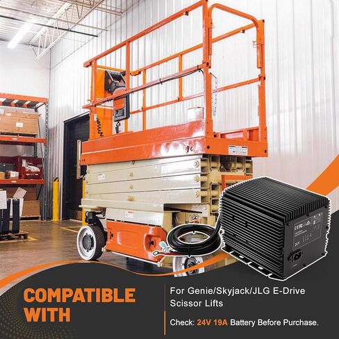 for Genie/Skyjack/JLG Scissor Lift Battery Charger 24 Volt 19 Amp 24V (HB600-24B, 161827, 105739, 105739GT, 96211, 128537) in Kuwait