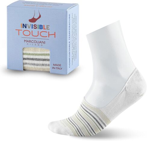 Marcoliani Milano No Show Socks Men - Torino Stripe Invisible Touch | Essence of Cotton in Kuwait