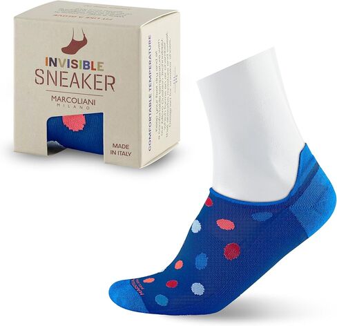 Marcoliani Milano Mens Dress Socks - Invisible Sneaker Microcushion Pima Cotton Multicolors dots in Kuwait