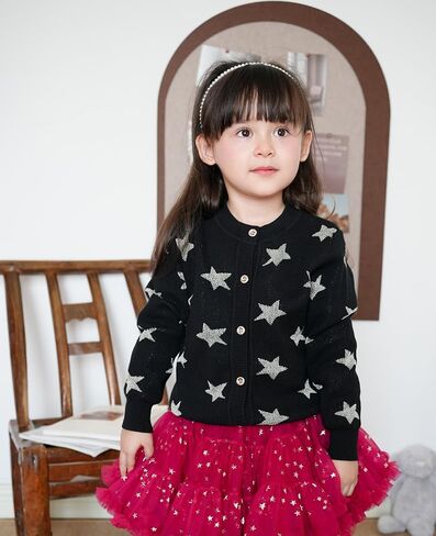 Girls Star Open Front Sweatshirt Long Sleeve Crewneck Pullover Tops Fall Clothes 3-7Y in Saudi Arabia