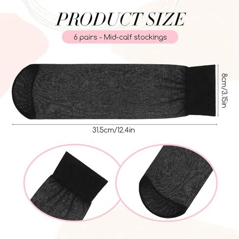 6 Pairs Black Women's Ankle Sheer Nylon Socks, Summer Ultra Thin Cool See Through Silk Socks for Women, Summer Thin Soft Tight Hosiery Reinforced Toe Stylish Socks in Saudi Arabia