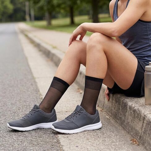 6 Pairs Black Women's Ankle Sheer Nylon Socks, Summer Ultra Thin Cool See Through Silk Socks for Women, Summer Thin Soft Tight Hosiery Reinforced Toe Stylish Socks in Saudi Arabia
