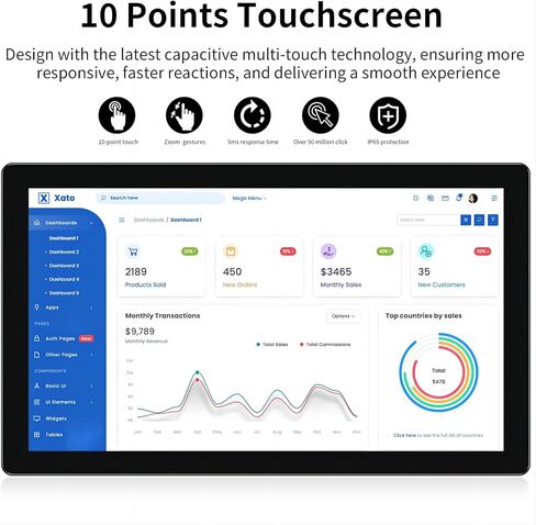 شاشة لمس 15.6 بوصة شاشة صناعية متعددة اللمس 1920*1080 | اتش دي ام اي ويو اس بي | مكبرات صوت مدمجة، شاشة لمس بإطار مفتوح لجهاز POI/POS/Kiosk/Automation، VESA in Kuwait