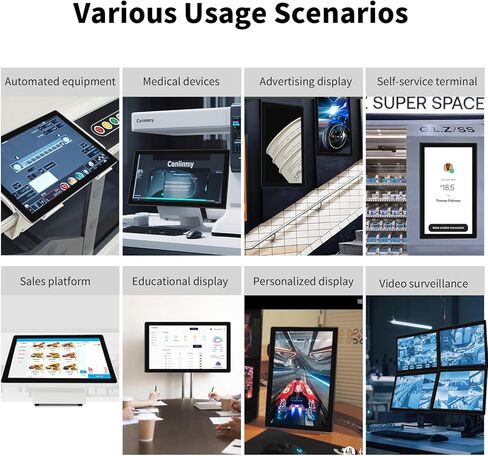 شاشة لمس 15.6 بوصة شاشة صناعية متعددة اللمس 1920*1080 | اتش دي ام اي ويو اس بي | مكبرات صوت مدمجة، شاشة لمس بإطار مفتوح لجهاز POI/POS/Kiosk/Automation، VESA in Kuwait
