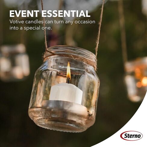 Sterno 72-Pack Votive Candles Bulk Pack - Long Lasting Tea Lights, Burns Up to 10 Hours - Unscented White Votive Candles for Indoors or Outdoors - Use as Party Decor or Centerpiece Table Decorations in Kuwait