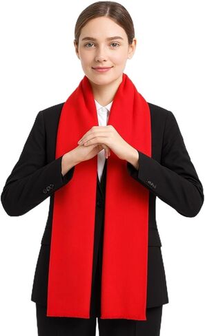 Lazutom Unisex Chinese Red Embroidered Pashmina Shawl Scarf Winter Warm Cashmere Feel Wrap for Lunar New Year Gift in Kuwait