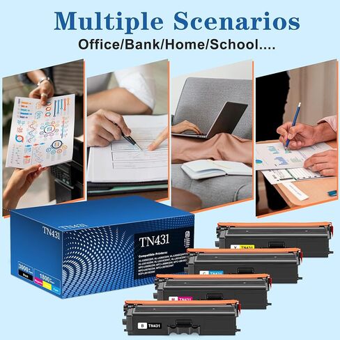 خراطيش حبر TN431 TN-431 مكونة من 4 عبوات متوافقة مع حبر Brother TN431 TN 431 TN-431 المتوافقة مع Brother MFC-L8900CDW HL-L8360CDW HL-L8260CDW MFC-L8905CDW MFC-L8610CDW HL-L8360CDWT، مجموعة من 4 ألوان in Kuwait