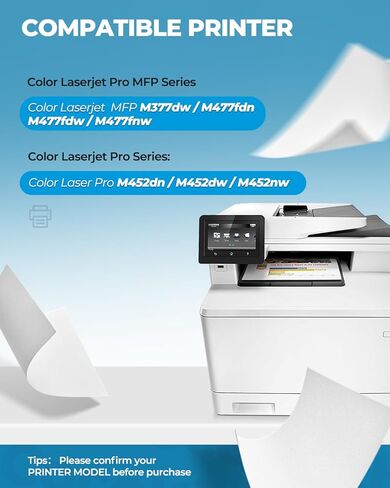 4-Pack 410A Toner Cartridge Set (with Chip) Compatible for HP 410A 410 CF410A Toner Work for Color Laser Jet Pro MFP M477fnw M477fdw Pro M452dn M452nw M452dw Printer (Black, Cyan, Magenta, Yellow) in Kuwait