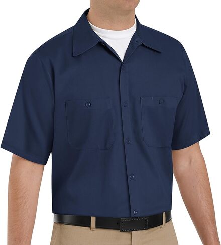 Red Kap Men's Wrinkle-Resistant Cotton Work Shirt, Navy, Short Sleeve X-Large in Saudi Arabia