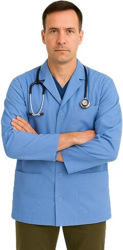 DR Uniforms® Unisex Lab Coat – 60% Cotton Blend Doctor Jacket for Physicians, Nurses & Medical Students in Kuwait