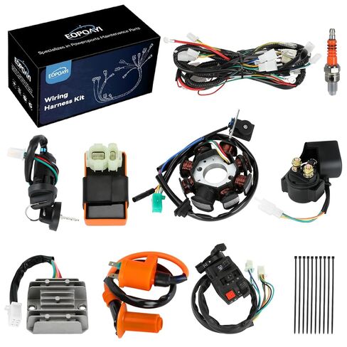 Complete Wiring Harness Kit Compatible with GY6 150cc Engine 152QMI 157QMJ TaoTao Coolster ATV 4-Stroke Dune Buggy Scooter Performance Parts Starter Relay Solenoid Regulator Ignition Coil CDI in Kuwait