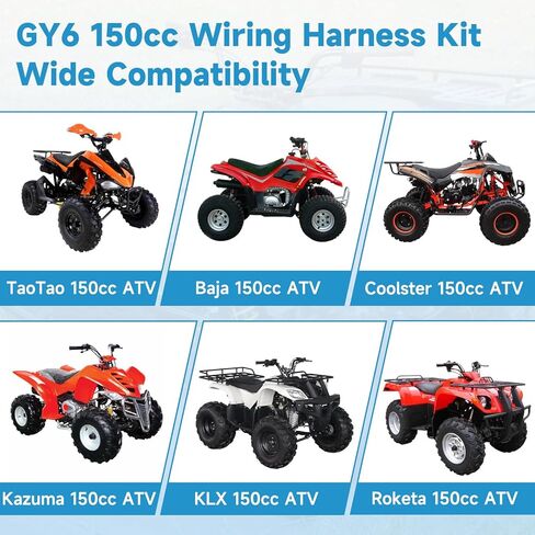 Complete Wiring Harness Kit Compatible with GY6 150cc Engine 152QMI 157QMJ TaoTao Coolster ATV 4-Stroke Dune Buggy Scooter Performance Parts Starter Relay Solenoid Regulator Ignition Coil CDI in Kuwait
