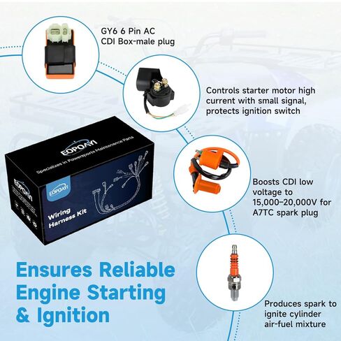 Complete Wiring Harness Kit Compatible with GY6 150cc Engine 152QMI 157QMJ TaoTao Coolster ATV 4-Stroke Dune Buggy Scooter Performance Parts Starter Relay Solenoid Regulator Ignition Coil CDI in Kuwait