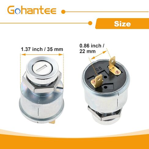 gohantee 17421G1 Ignition Switch Replacement for EZGO EZ-GO Electric Golf Cart, Ignition Key Switch with 2 Terminals Prongs Replace 17137P1, 17063G1 in Saudi Arabia