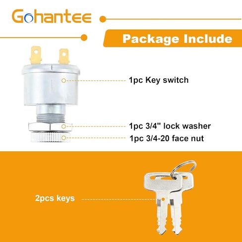 gohantee 17421G1 Ignition Switch Replacement for EZGO EZ-GO Electric Golf Cart, Ignition Key Switch with 2 Terminals Prongs Replace 17137P1, 17063G1 in Saudi Arabia