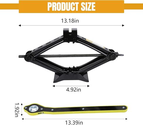 Hovom Scissor Jack for Car, 2 Ton (4409 lbs) Car Jack Kit with Ratchet Wrench, Lift Jacks Tool for Tire Changing Repair with Labor-Saving Handle, Portable Emergency Tool for SUV Truck MPV Sedan in Kuwait