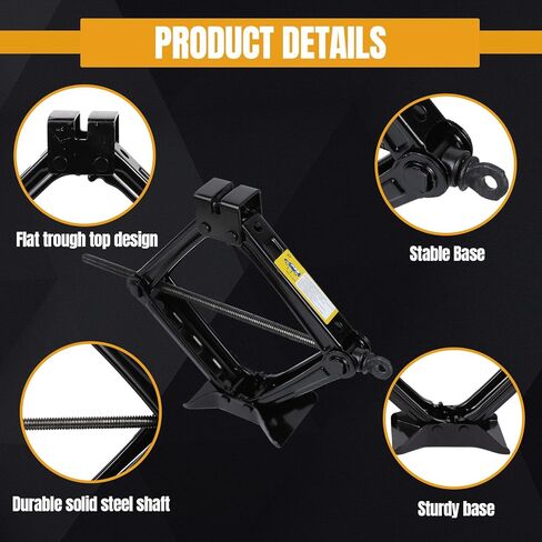 Hovom Scissor Jack for Car, 2 Ton (4409 lbs) Car Jack Kit with Ratchet Wrench, Lift Jacks Tool for Tire Changing Repair with Labor-Saving Handle, Portable Emergency Tool for SUV Truck MPV Sedan in Kuwait