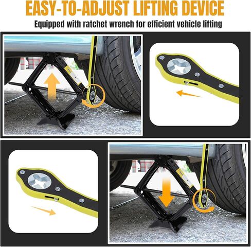 Hovom Scissor Jack for Car, 2 Ton (4409 lbs) Car Jack Kit with Ratchet Wrench, Lift Jacks Tool for Tire Changing Repair with Labor-Saving Handle, Portable Emergency Tool for SUV Truck MPV Sedan in Kuwait