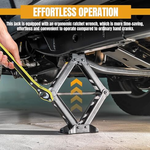 Hovom Scissor Jack for Car, 2 Ton (4409 lbs) Car Jack Kit with Ratchet Wrench, Lift Jacks Tool for Tire Changing Repair with Labor-Saving Handle, Portable Emergency Tool for SUV Truck MPV Sedan in Kuwait