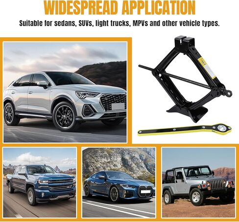 Hovom Scissor Jack for Car, 2 Ton (4409 lbs) Car Jack Kit with Ratchet Wrench, Lift Jacks Tool for Tire Changing Repair with Labor-Saving Handle, Portable Emergency Tool for SUV Truck MPV Sedan in Kuwait