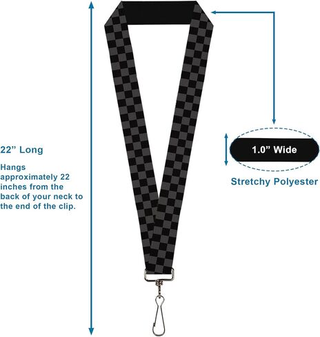 Buckle-Down Lanyard - 1.0" - Checker Black/gray Accessory in Saudi Arabia