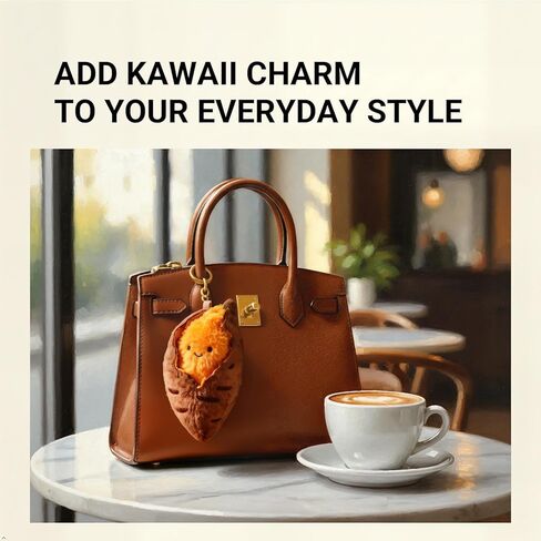 سلسلة مفاتيح من القطيفة على شكل بطاطا حلوة، حلية طعام محشوة لطيفة، ملحق حقيبة مع قلادة، تصميم كاواي in Kuwait