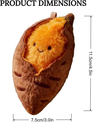 سلسلة مفاتيح من القطيفة على شكل بطاطا حلوة، حلية طعام محشوة لطيفة، ملحق حقيبة مع قلادة، تصميم كاواي in Kuwait