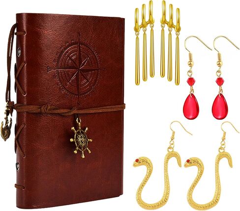 Anime OP Jewelry Accessory Hancock Snake Earrings Z. Ear Studs Set Leather Bound Pirate Journal Writing Notebook 4 Pcs in Saudi Arabia