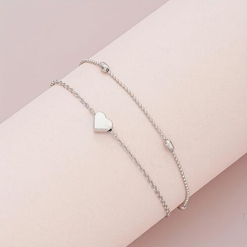 3-Piece Heart Pearl Necklace & Bracelet Set, Adjustable, Women's Daily/Gift Jewelry. in Saudi Arabia
