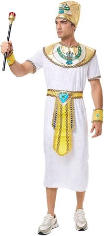 Egyptian Pharaoh Costume For Men Egypt Faraon King Toga Halloween Cosplay King Tut Outfit Accssaries Adult in Kuwait