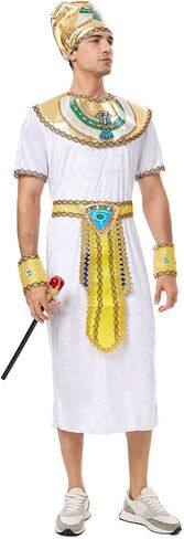 Egyptian Pharaoh Costume For Men Egypt Faraon King Toga Halloween Cosplay King Tut Outfit Accssaries Adult in Kuwait