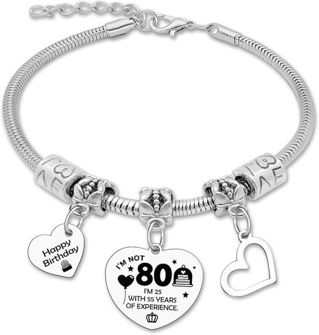 80th Birthday Bracelet Gifts for Women Grandma Mom Stainless Steel Bracelet Birthday Gift Bracelets for 80 Year Old Woman Aunt Wife Grandmother Christmas 80 Year Old Gift for Female Friends Grandma in Saudi Arabia